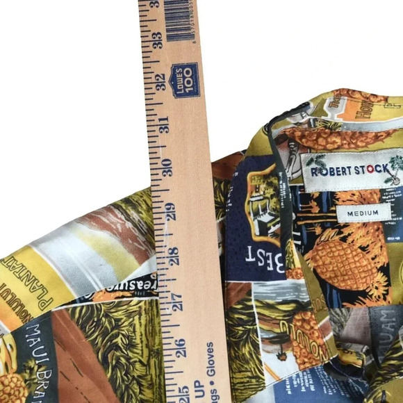 Robert Stock | Collectible Pineapple Propaganda Size Medium Flowy Hawaiian Shirt - Picture 5 of 6